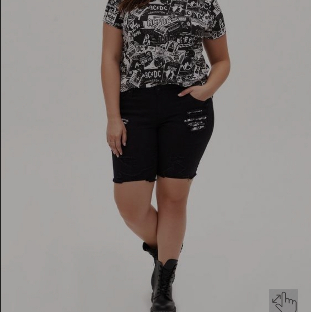 AC/DC Black Women's Distressed Bermuda Shorts